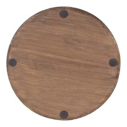 Kate and Laurel Ehrens Boho Wood Tray, 15 Inch Diameter, Natural and White, Round Accent Tray for Transitional Decor
