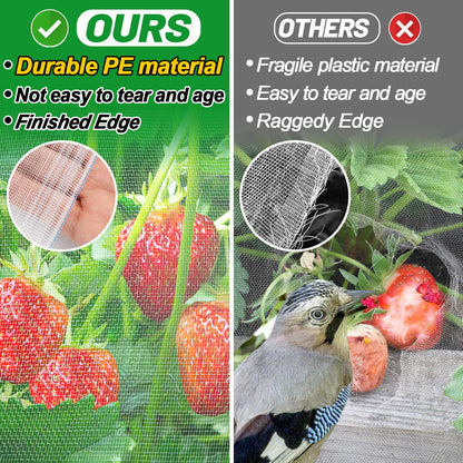 2 Pack 6.5x10ft Garden Netting - Ultra Fine Mesh Plant Covers to Keep Small Animals Pest Out, Bird Barrier Screen for Protecting Vegetables Fruits Flowers Raised Beds (Without Support Pole)