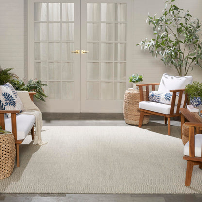 Nourison Home Courtyard Ivory Silver 8' x 10' Area Rug - Easy Clean, Non Shedding, Bed Room, Living Room, Dining Room, Kitchen (8' x 10')
