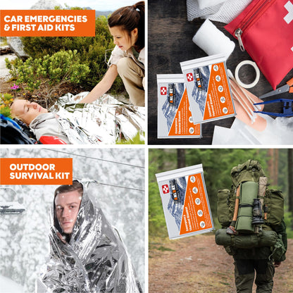 ANLOKE Emergency Blankets Mylar Thermal Blanket,(10 Pack) of Gigantic Space Blanket 84 * 64 in. Survival Blankets Heavy Duty Camping Gear,First Aid