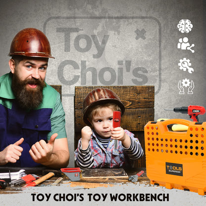 Toy Choi's 82pcs Kids Tool Bench Toy for Age 2-4 - Construction Kid Tool Set Toddler Workbench with Realistic Tools Electric Drill, Build a Tool Bench for Kids Ages 3-5 4-7
