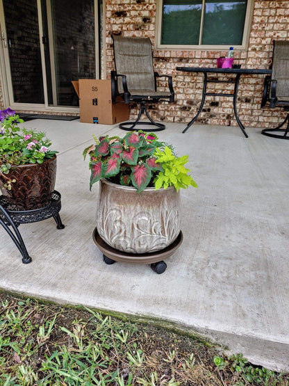 Coadura Plant Caddy with Wheels 15.5 Inch - 2 Pack Plant Caddy on Wheels Heavy Duty,Plant Dolly Plant Tray with Wheels Planter Caddies Indoor/Outdoor, Brown