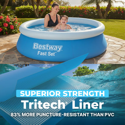 Bestway Fast Set Inflatable Above Ground Pool | 6' x 20" Round | Puncture-Resistant Tritech Material | 248 Gal Capacity | Easy Setup & Storage | Inflatable Top Ring Swimming Pool for Kids