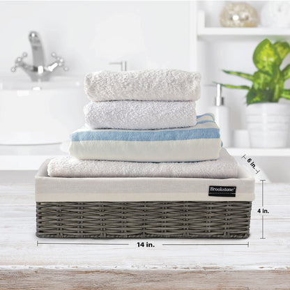 Brookstone Wicker Shelf Storage Basket Decorative Shelf Bin, bathroom organizers and storage, Boho Living Room Decor, Spring Storage 2026 - Single Basket