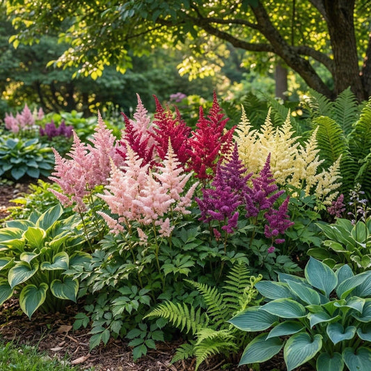 Giant Plume Assorted Astilbe Flowers - 3, 6, or 9 Bulbs -Attracts Butterflies, Bees & Hummingbirds - Great Gardening Gift (6 Bulbs)