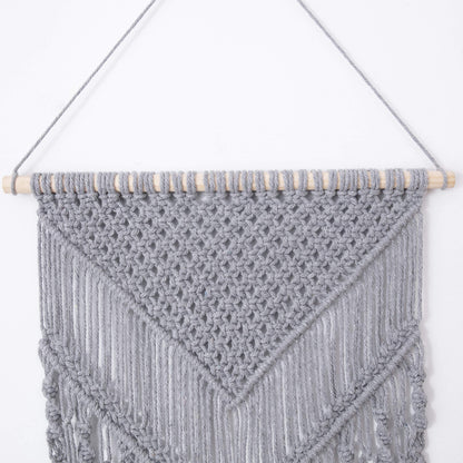laddawan Macrame Wall Hanging Cotton Rope Wall Art Woven Tapestry Boho Chic Wall Decoration (Light Grey)