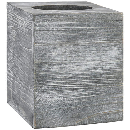 MyGift Graywashed Wood Decorative Tissue Box Holder Cover, Bathroom Facial Tissue Box Cover with Easy Refill Slide-Out Bottom Panel