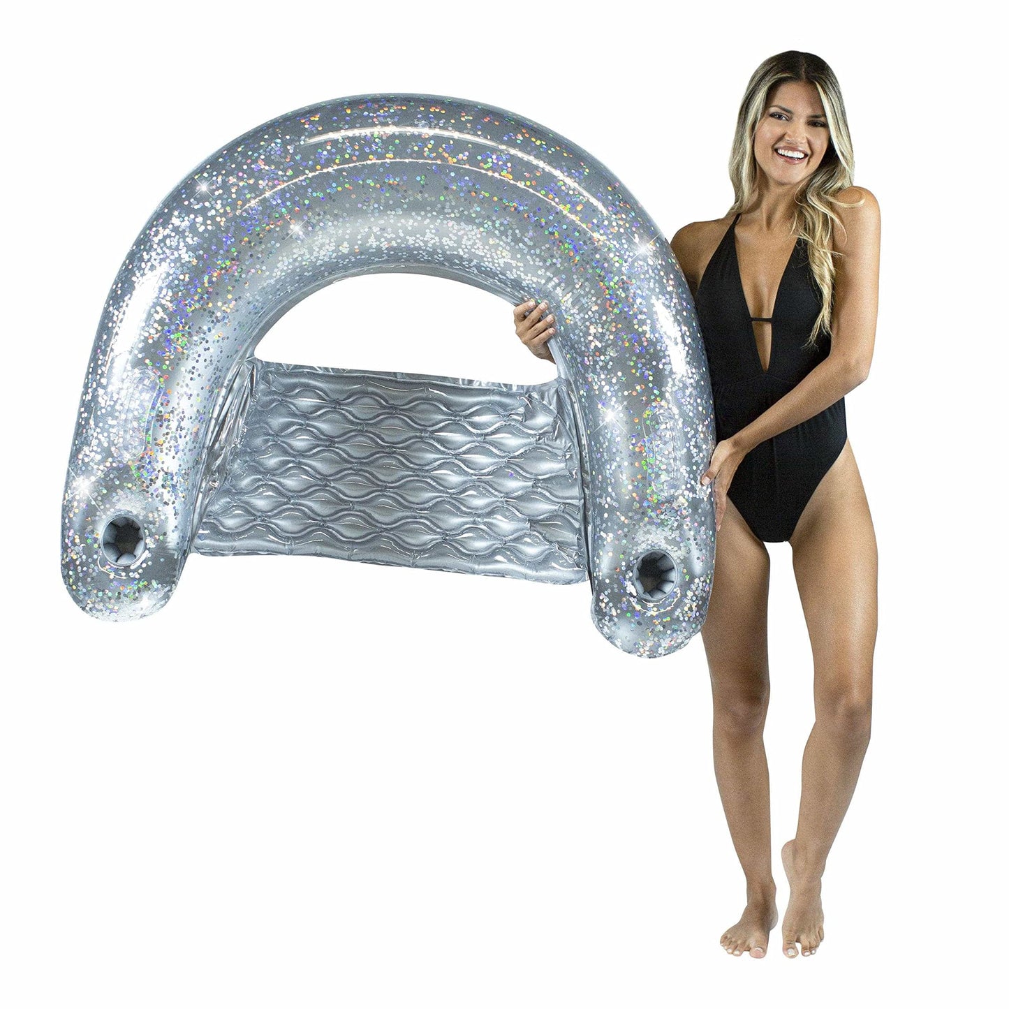 Poolcandy Sun Chair Water Raft, Multiple Chair Styles (Silver Glitter)