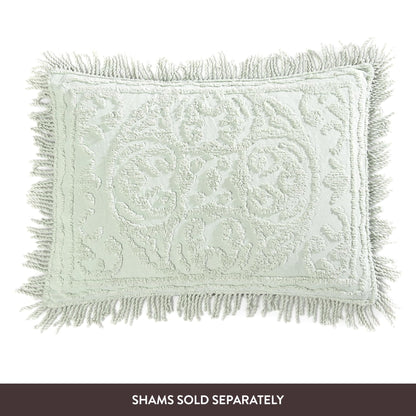 Beatrice Home Fashions Medallion Chenille Bedspread, Queen, Sage
