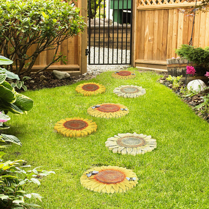3 Pack Sunflower Cement Stepping Stone for Garden & Patio – 10 Inch Hand-Painted Outdoor/Indoor Decorative Paver, Durable & Weather-Resistant Yard Art, Vibrant Yellow Design