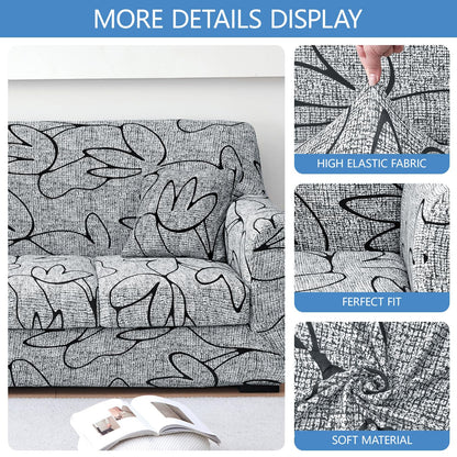 Keyroal Stretch Printed Sofa Cover Couch Covers, 2-Piece Armchair Cover with Separate Cushion Cover, Washable Soft Spandex Furniture Protector for Living Room(Armchair, Grey Lotus)