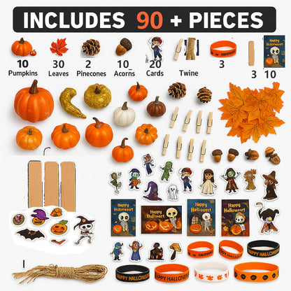 96PCS Holiday & Thanksgiving Decorations Set – Artificial Pumpkins, Maple Leaves, Acorns & Pinecones for Rustic Table Centerpieces, Christmas Transition, New Year Displays & Tiered Trays