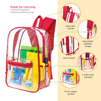 Moda West 17 Inch Bulk Backpacks with School Supply Kit - Case of 12 Wholesale Backpacks Assorted Colors