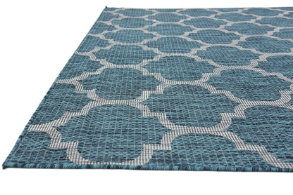 Unique Loom Outdoor Trellis Collection Area Rug (6' 1" x 9' Rectangle, Teal/ Gray)