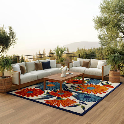 Nourison Home Aloha Multicolor 9' x 12' Area Rug - Easy Clean, Non Shedding, Bed Room, Living Room, Dining Room, Kitchen (9' x 12')