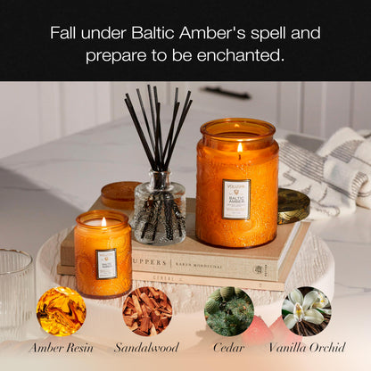 Voluspa Baltic Amber Candle, 18 oz, Coconut Wax Blend, Scented Candles for Home, 100 Hour Burn Time, Candle Jar