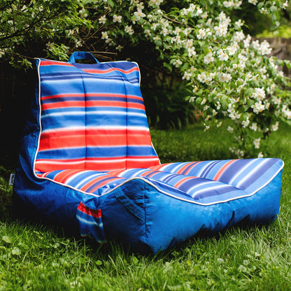 Big Joe Captain's Float No Inflation Needed Pool Lounger with Drink Holder, Blurred Americana Double Sided Mesh, 3ft