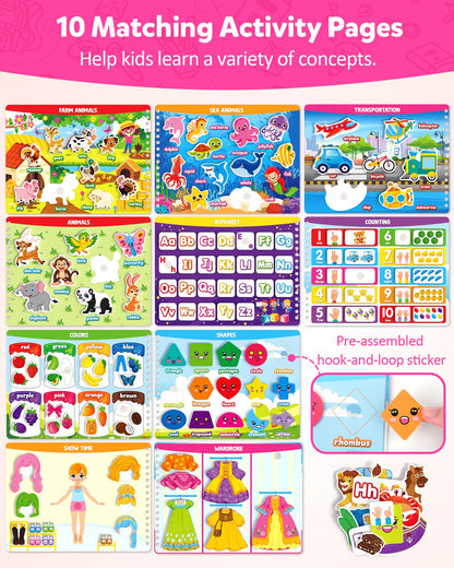 Coogam Montessori Preschool Learning Activities for Toddler Girls Age 3-5, Busy Book with Tracing & Handwriting Practice, Educational Autism Sensory Travel Toys for Girls Birthday Gifts