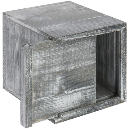 MyGift Graywashed Wood Decorative Tissue Box Holder Cover, Bathroom Facial Tissue Box Cover with Easy Refill Slide-Out Bottom Panel