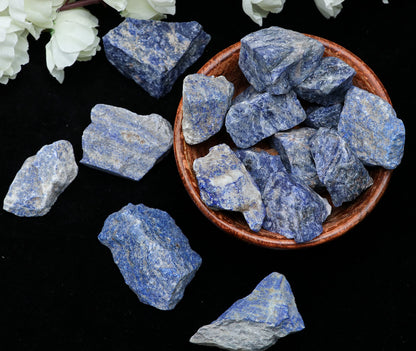 Crocon 1LB Lapis Lazuli Rough Bulk Natural Stone Raw Gemstone Tumbling Cabbing Polishing Mining Chakra Balancing Reiki Healing Good Luck Home Office Decor
