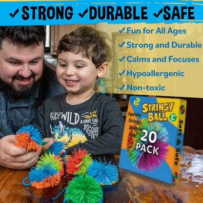 Stringy Balls & Fidget Toys 20 Pack - Fun Sensory Toys for Kids School Classroom - Birthday Gifts Toddler Toys for Boys & Girls - Sensory Bulk Fidget Party Favors 3 4 5 6 7 8 + Year Old Gift Idea