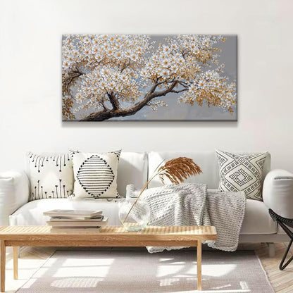 Modern Wall Art Decor White Flowers On Tree Artwork For Walls Decor Ready To Hang Pictures For Bedroom Wall Decor Living Room Office Kitchen Bathroom Canvas Prints 20x40 Inch
