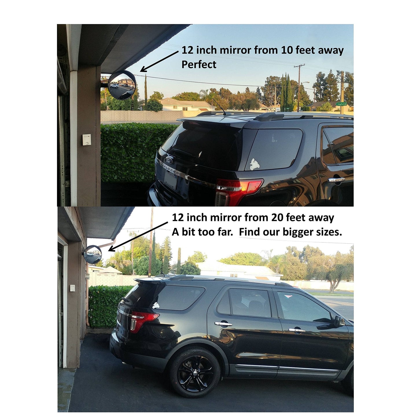 WatchYrBack BLACK 12 inch Convex Mirror, Outdoor or Indoor, Wide Angle View, Curved Traffic Safety and Security Mirror 310 mm
