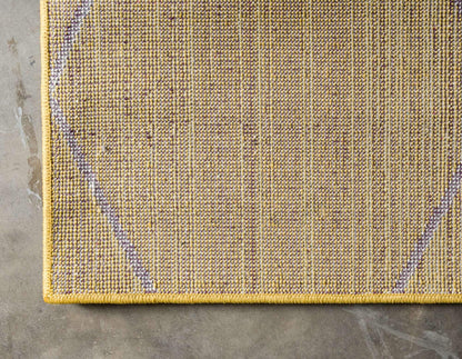 Unique Loom Trellis Frieze Collection Area Rug - Geometric (2' x 8' 8" Runner, Yellow/ Ivory)