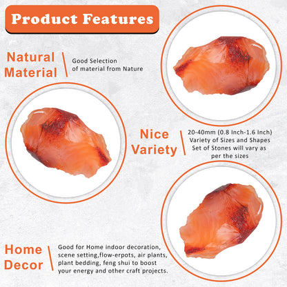 Crocon® 2LB Carnelian Rough Bulk Rocks Natural Stone Spiritual Gifts Raw Gemstone Crystals and Stones Tumbling Cabbing Polishing Gem Mining Chakra Balancing Reiki Healing Home Office Décor