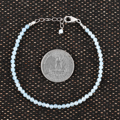 InfinityGemsArt Natural Aquamarine Stone Beads Dainty Bracelet Jewelry for Women, Crystals and Gemstones March Birthstone 925 Sterling Silver Chain 8 inch