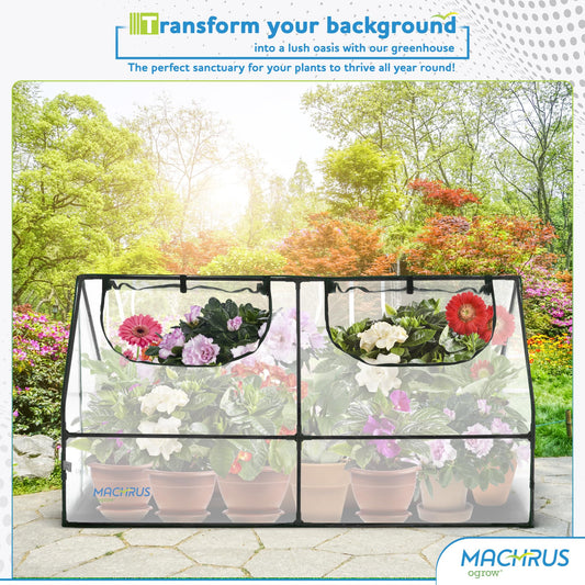 Ogrow Compact Garden Cloche, Mini Greenhouse, Seed Starter Plant Protector, Indoor and Outdoor Use, Portable Growing Dome for Herbs, Flowers, Vegetables, Clear Cover