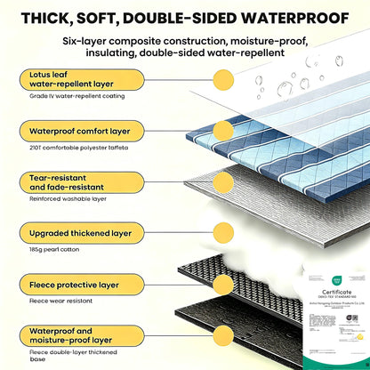 HX&OD Extra Large Picnic Outdoor Blanket, 80”x80” Waterproof Picnic Mat Foldable Camping Blanket Portable with Carry Strap for Beach Mat Outdoor Camping Party(Grey&Green)