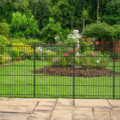 INJOPEXI Decorative Garden Fence 6 Panels 13ft(L)×36in(H) Garden Fences with 6 Panels Rustproof Metal Wire No Dig Temporary Animal Barrier Fencing Outdoor Dog Fence for Yard Patio - Without Gate
