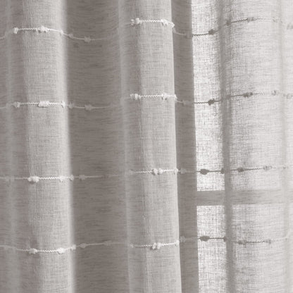Lush Decor Farmhouse Textured Sheer Window Curtain Valance, 52"W x18"L, Gray