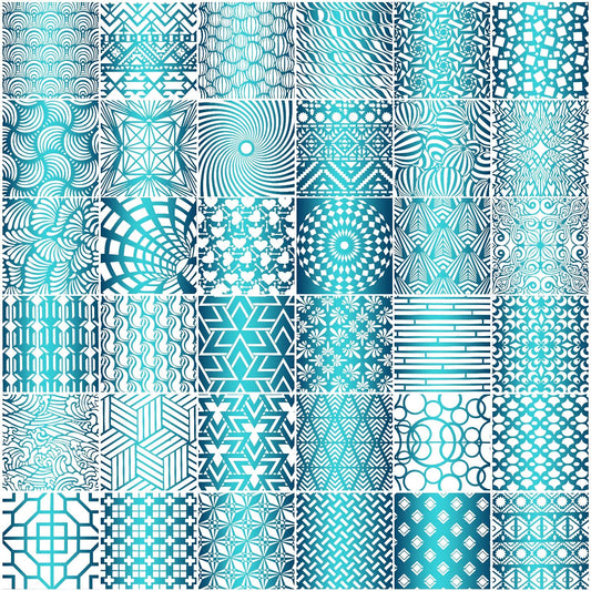 Tinlade 36 Pack Geometric Painting Stencils Set, Mandala Tile Pattern Templates for DIY Wall Art, Furniture Floor Decor Drawing Tools for Crafts Scrapbooking Painting Projects(7.87 x 7.87 Inches)