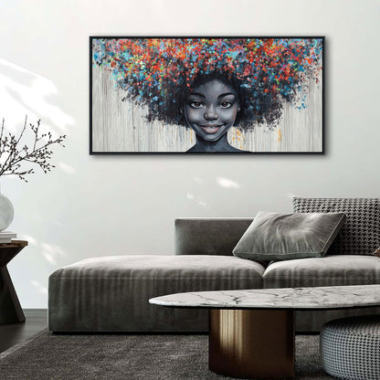 KLAKLA Black Woman Wall Art African American Women Wall Decor Trendy Abstract Black Girl Canvas Poster Prints Pictures for Bedroom Living Room Framed 20x40 Inches