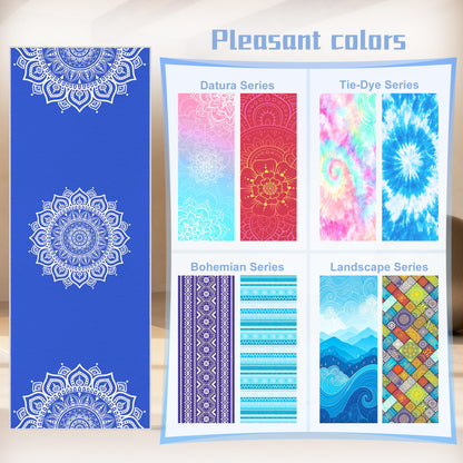 alissgorat Yoga Towel,Absorbent Yoga Mat Towel for Hot Yoga Non Slip,Stylish Prints,Ideal for Workouts,Hot Yoga,Bikram,Pilates Equipment,72 x 27 in,Blue Mandala
