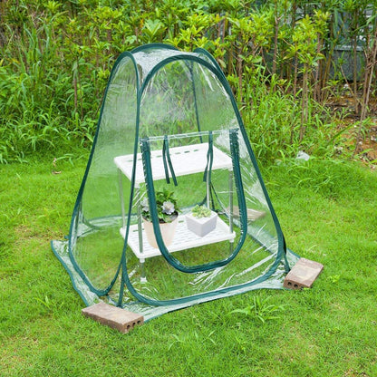 Lyellfe Pop Up Greenhouse Cover, PVC Mini Greenhouse with Nails, 28" x 28" x 34" Clear Portable Backyard Gardening Flower Sunshine Tent Room for Indoor Outdoor Plant, Cold Frost Protector