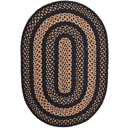 Charleston Oval Braided Rugs 27x45 - Ideal as Black and Tan Kitchen Rugs for Primitive Decor