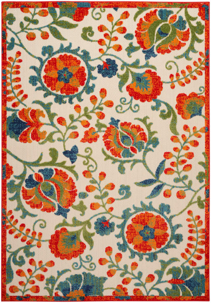 Nourison Home Aloha Red Multicolor 3'6" x 5'6" Area Rug - Easy Clean, Non Shedding, Bed Room, Living Room, Dining Room, Kitchen (4' x 6')