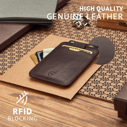 Vaultskin CHELSEA Mens RFID Blocking Slim Leather Card Wallet - Minimalist Front Pocket Cardholder in Brown