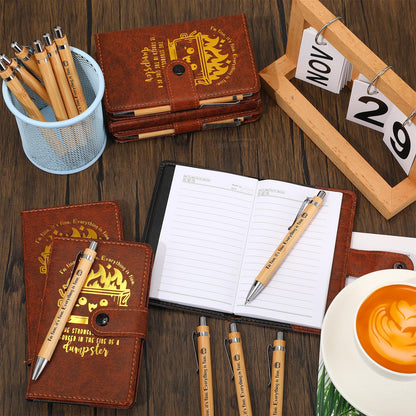 Colarr 10 Sets Dumpster Fire Response Team Leather Notebooks Pens Funny Coworker Office Gifts Employee Appreciation Gifts for Lab Week Graduation Teacher Volunteer Administrative Professional (Brown)