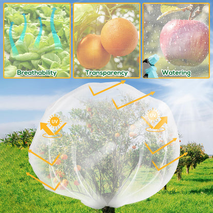 2PCS Fruit Tree Netting with Drawstring, 7 x 6ft Ultra-Fine Mesh Garden Insect & Bird Protection Cover, Breathable Reusable Tree Netting for Citrus, Apple, Peach & Shrubs