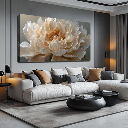 Ouzzlie Large Flower Canvas Wall Art Floral Wall Decor Light Yellow Peony Picture Art for Bedroom Living Room Office Modern Artwork Posters 29" x 59"