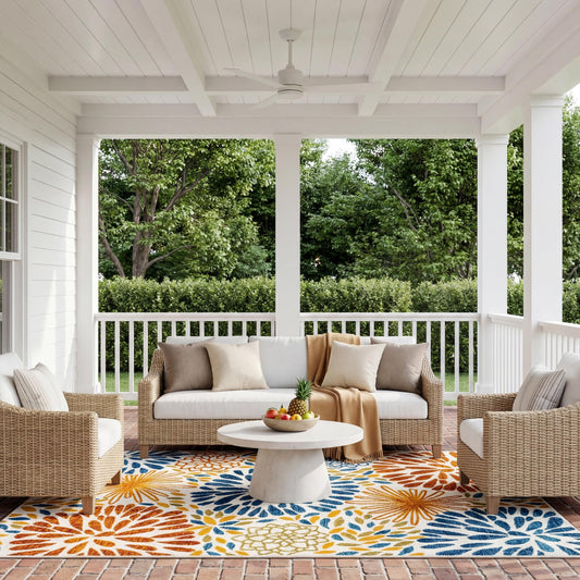 Nuloom Monique Blue/Multicolor, 5' x 8', Floral, Soft and Textured, High Traffic, Stain Resistant, Easy Clean, Durable Area Rug for Indoor/Outdoor Patio, Deck, Porch, Garden, Courtyard