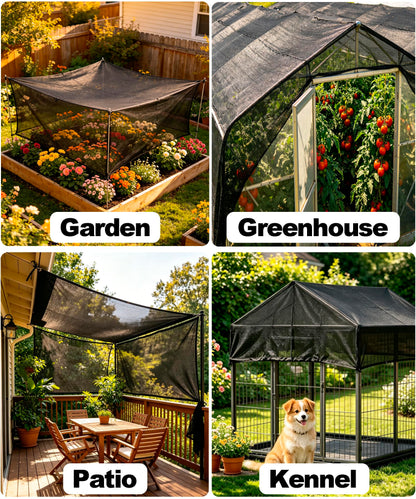 e.share Sun Shade Cloth, 40%-50% Sun Block Mesh Net, 10FT x 14FT Breathable Black Screen for Garden Greenhouse Patio Plants Vegetables Flowers