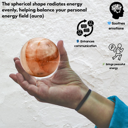 Amazing Gemstone Red Hematoid Quartz Crystal Ball with Stand - 2 Inches Crystal Sphere Meditation Balls for Witchcraft and Decorative Balls