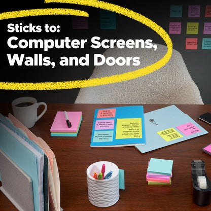 Post-it Super Sticky Notes, 3 Lined Sticky Notes Pads, 4 x 6 in., School Supplies and Oﬃce Supplies, 2X the Sticking Power, Neutrality Collection