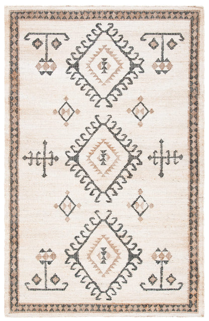 SAFAVIEH Kilim Collection Area Rug - 6' x 9', Ivory & Black, Handmade Flat Weave Jute, Ideal for High Traffic Areas in Living Room, Bedroom (KLM762A)