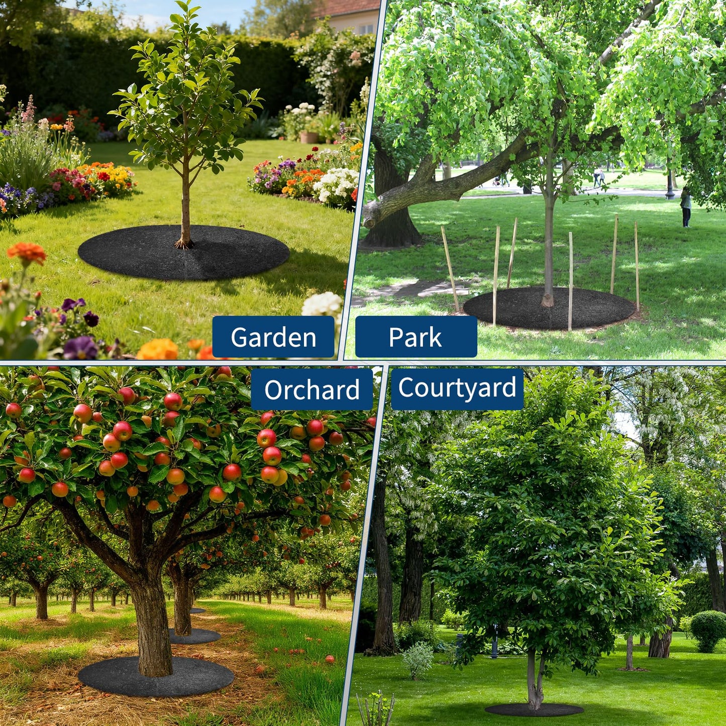 GarveeHome Heavy Duty Rubber Mulch Ring for Trees - 36 inch Round Tree Ring with Weed Barrier, 2 Pack Tree Ring Mat Protector,Root Protection & Easy Installation (No Staples Needed)